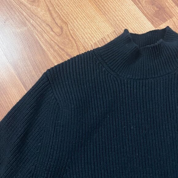 Zara Knit Black Cropped Puff Bishop Sleeve Sweater Sz S Small - Picture 4 of 9